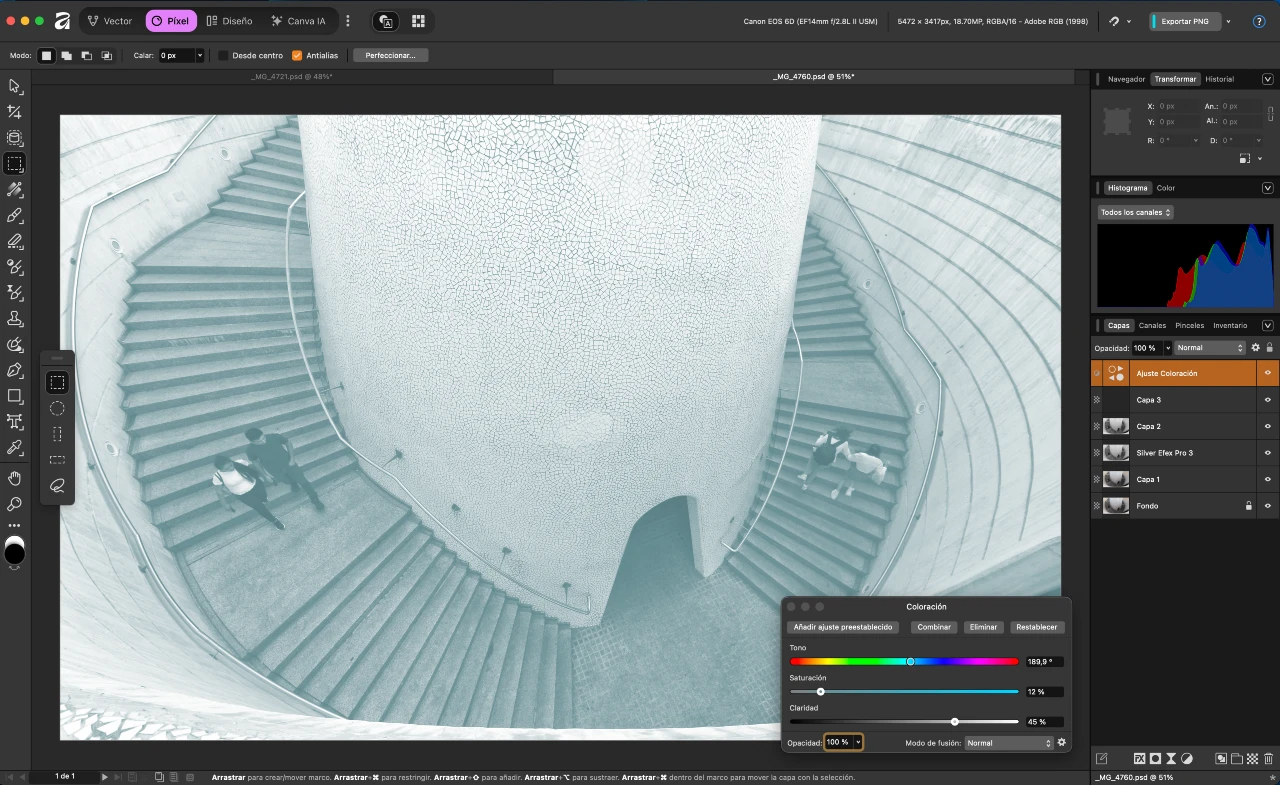 Domina Affinity Photo Imagen donde se muestra como se usa la coloración en el programa de edición Affinity Photo