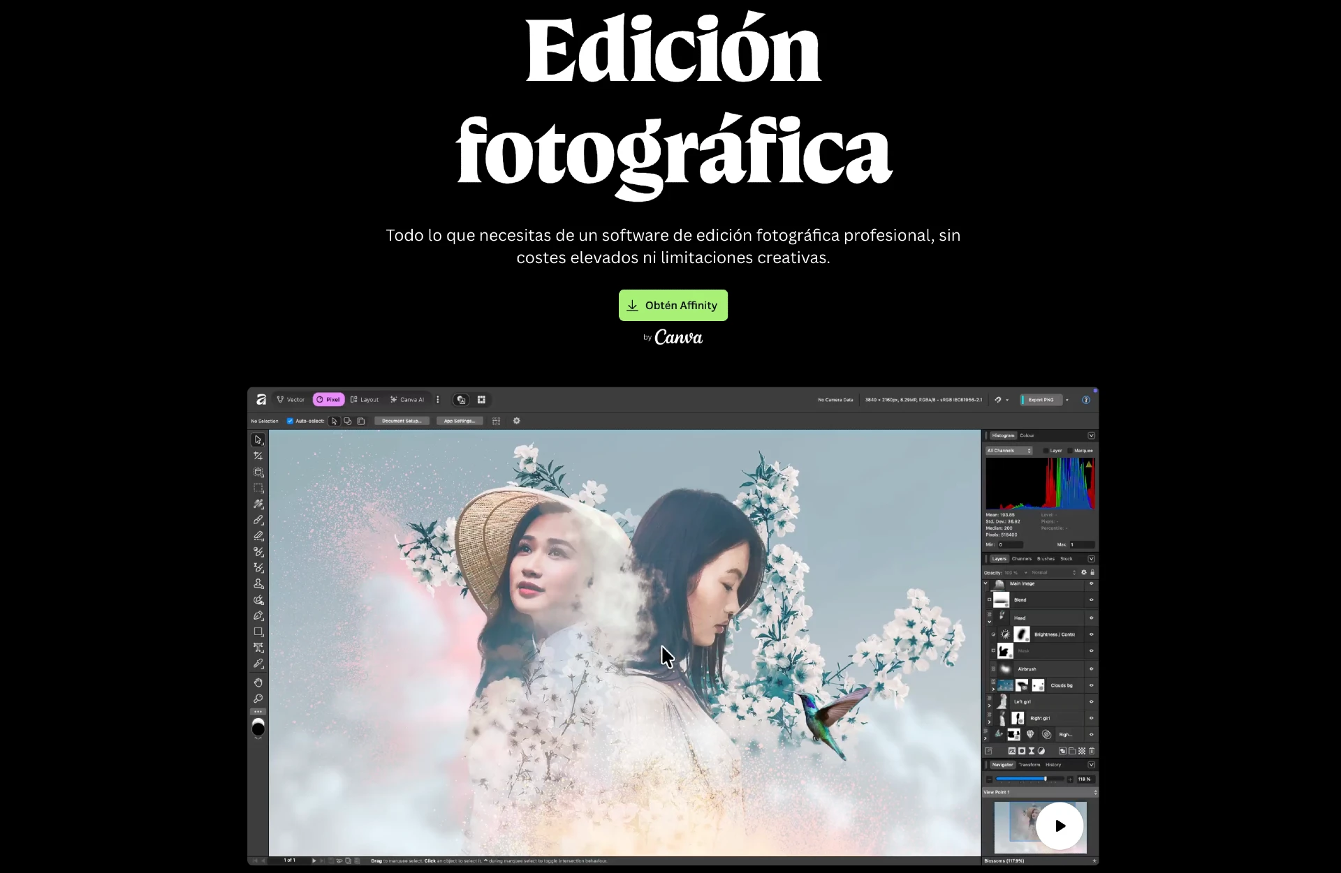 Curso Edición Affinity Photo Imagen principal del curso de edición del programa Affinity Photo
